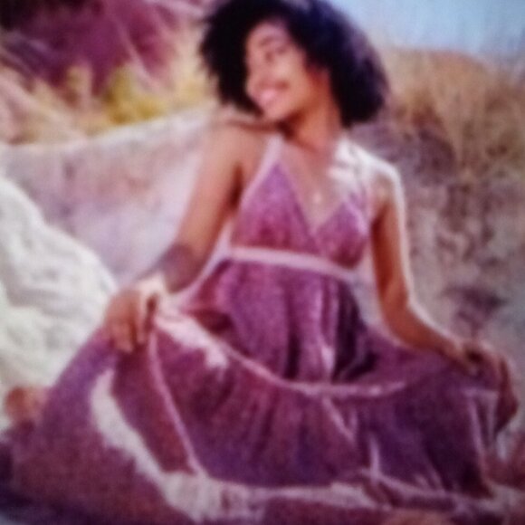 Moda International Y2K Floral Tiered Maxi Halter Dress Sz XS-S Elevenses Magazin - Picture 14 of 15